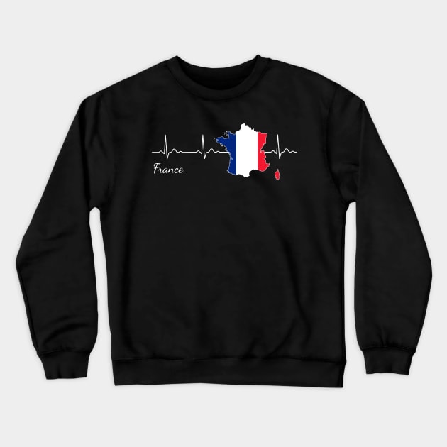 France Heartbeat ECG Gift Crewneck Sweatshirt by JeZeDe